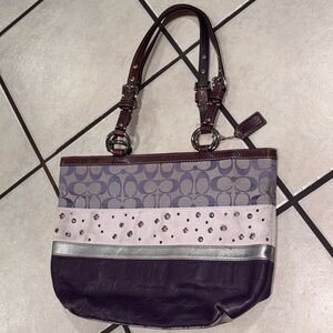 Coach Purple and Silver Women's Tote Bag